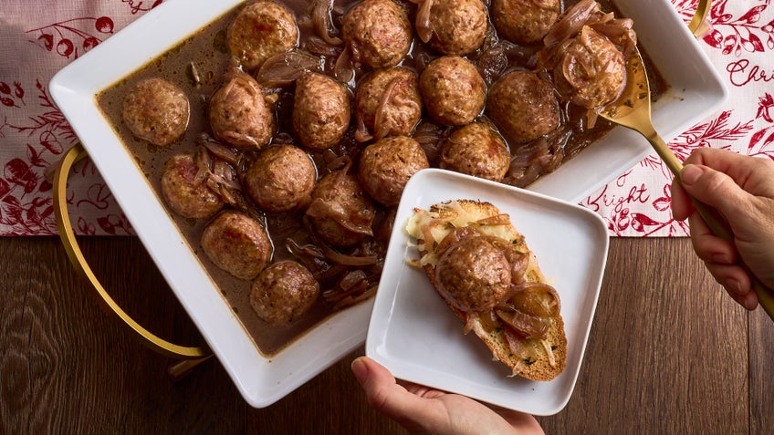 French Onion Abruzzese Meatballs