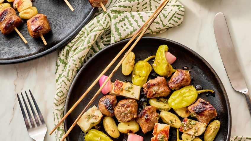 Gnocchi Kebabs with Mild Toscano Italian Sausage