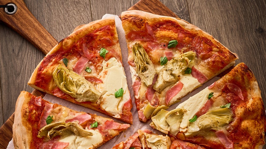 Pizza Vesuvio with Salame and Smoked Ham