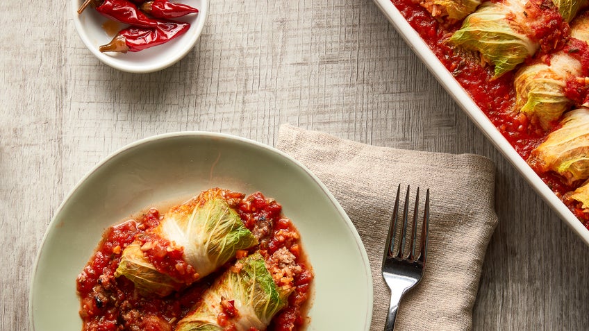 Italian Cabbage Rolls with Toscano Sausage