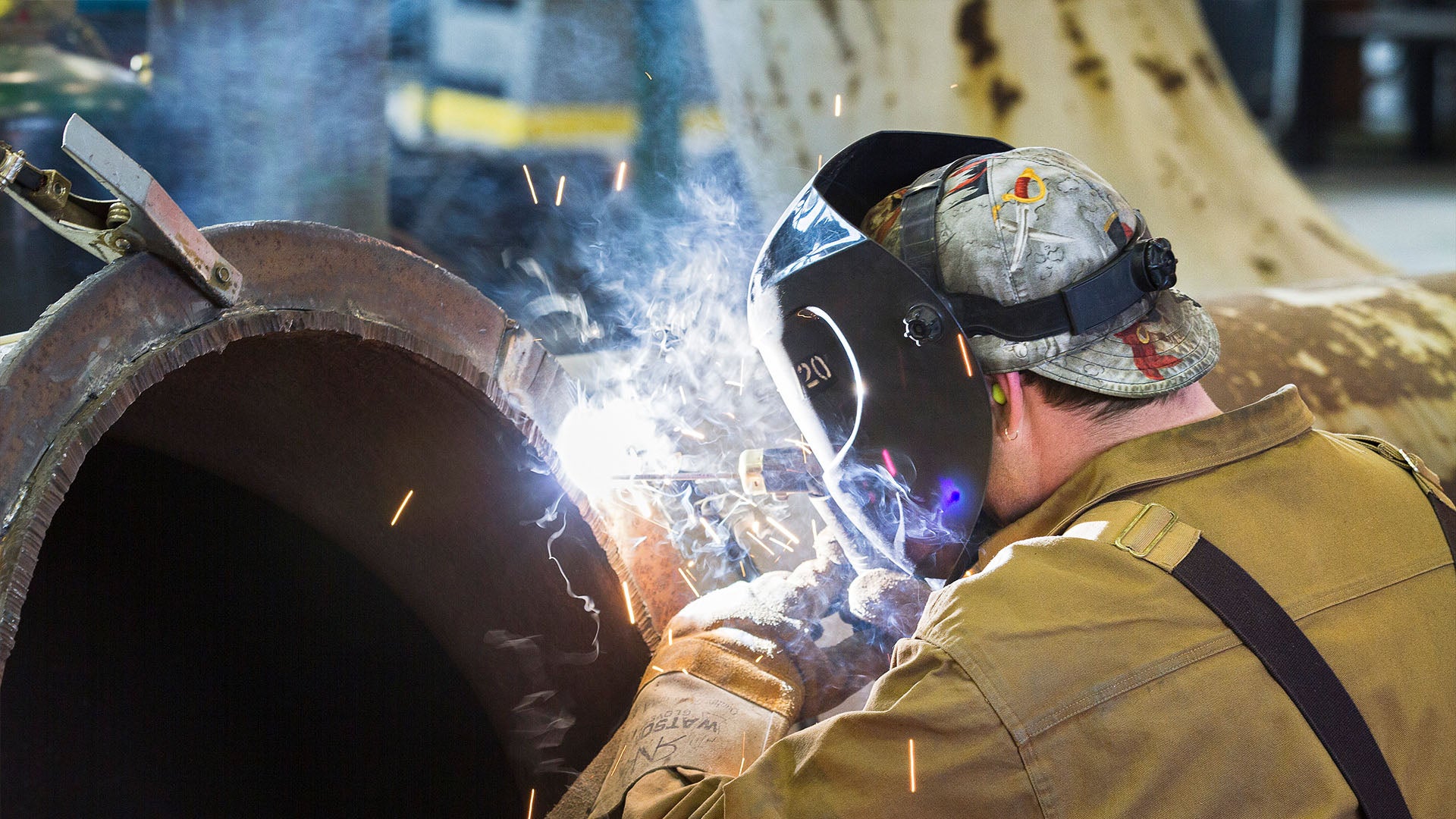 Boilermaker student welding Boilermaker student welding