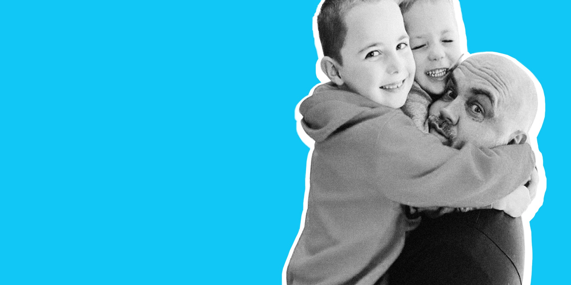 A man hugging a girl and a boy A man hugging a girl and a boy