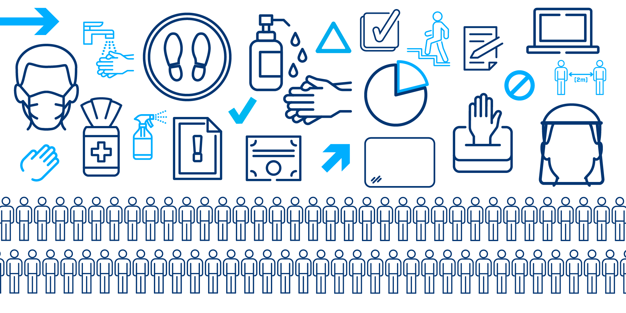 A blue line drawing of people A blue line drawing of people