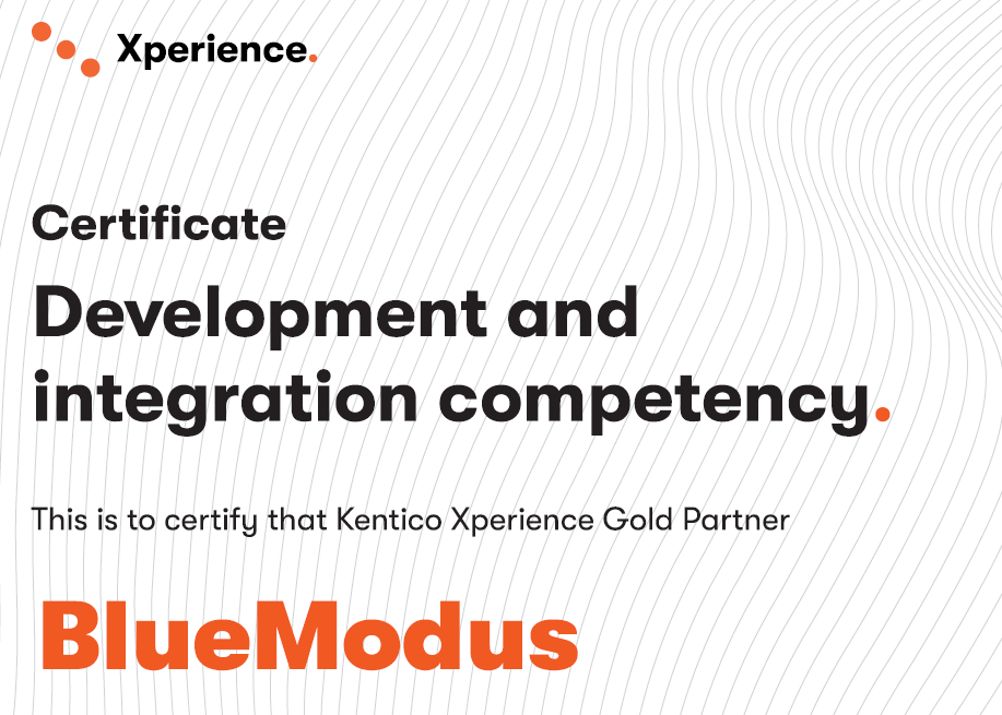 BlueModus Earns Kentico Xperience’s Development & Integration Competency