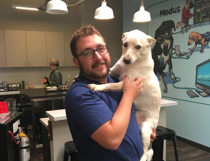 Roper, seen here with his owner, Chad, who we all like almost as much as we like the dog.