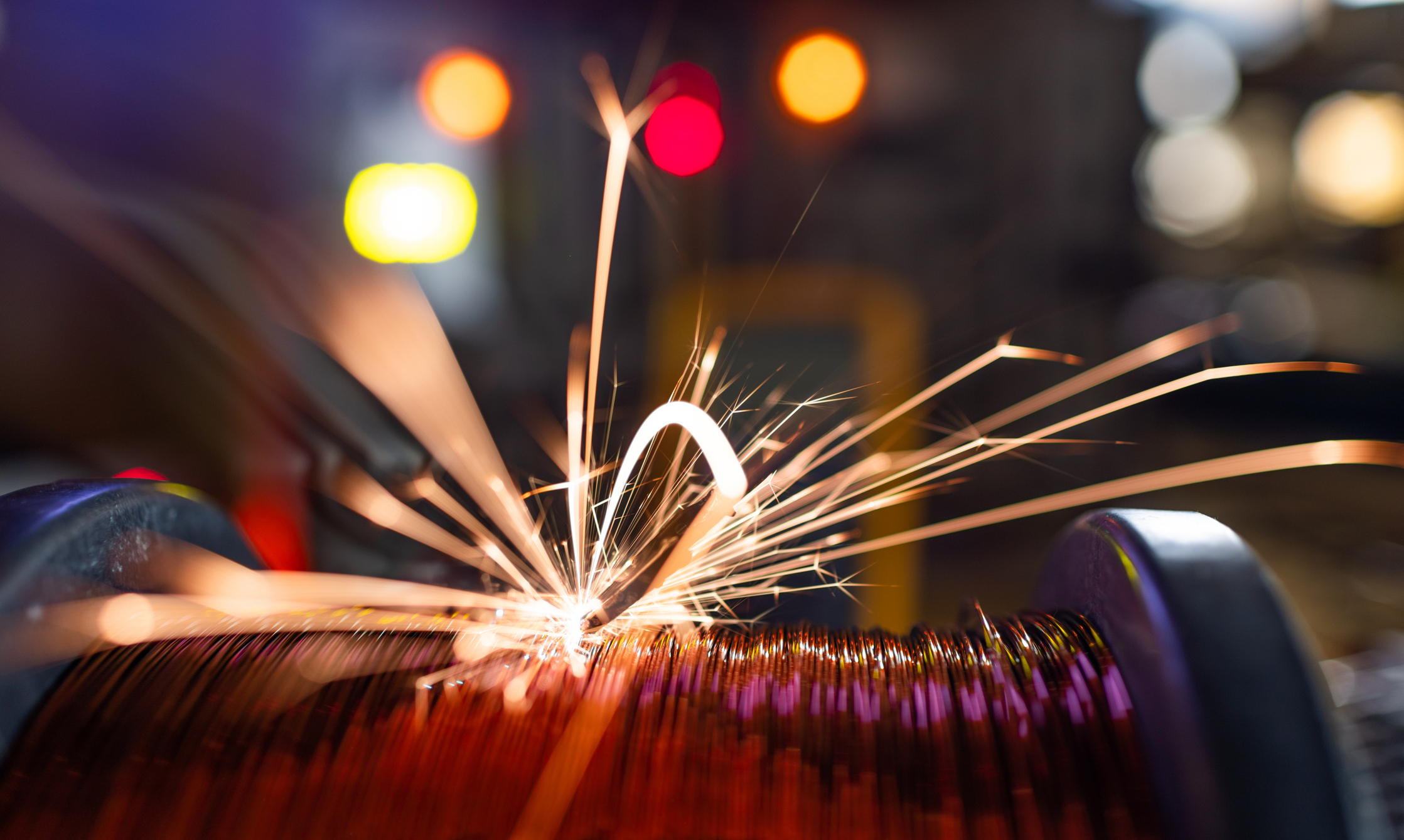 Electric sparks fly from a coil