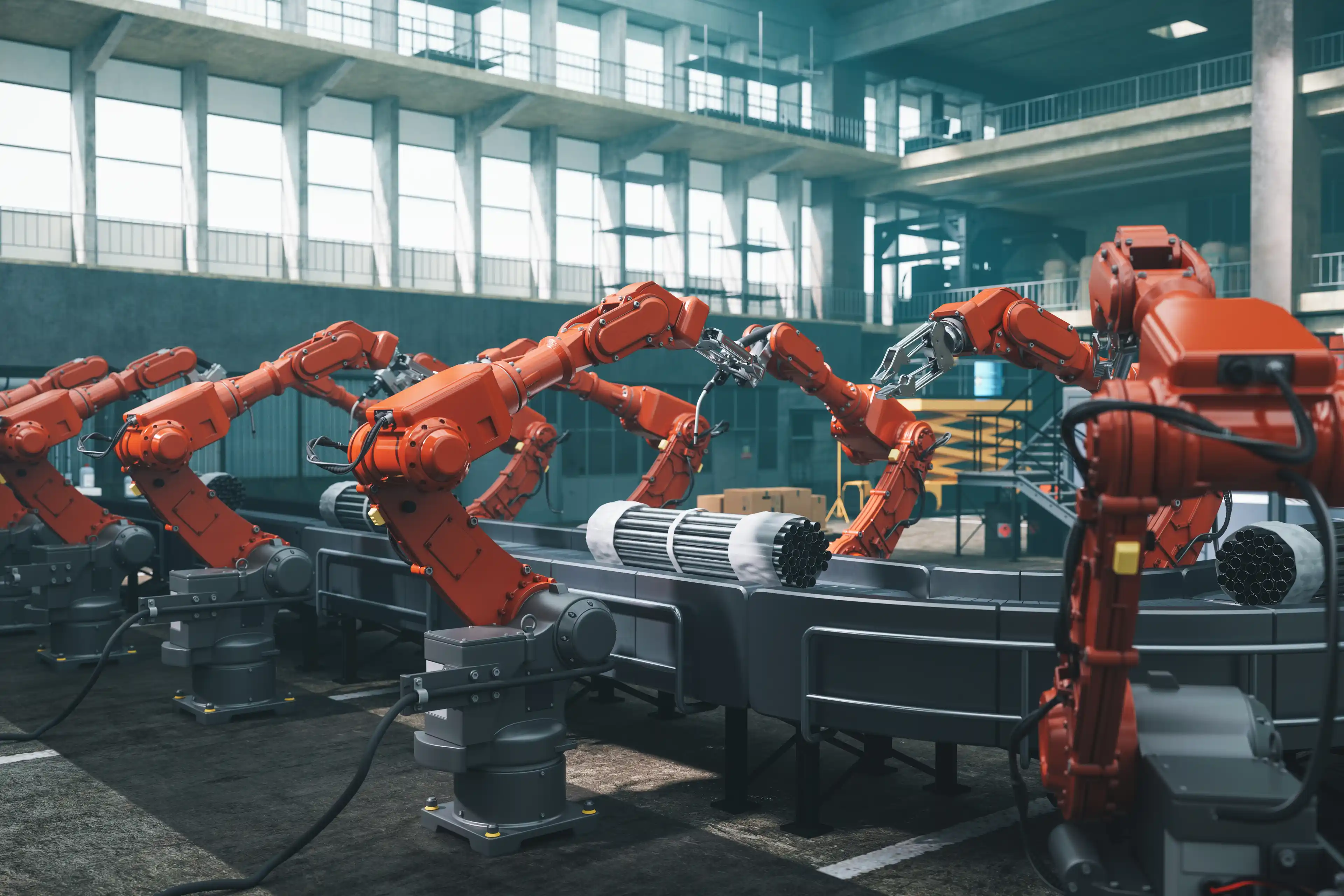 Robots on assembly line