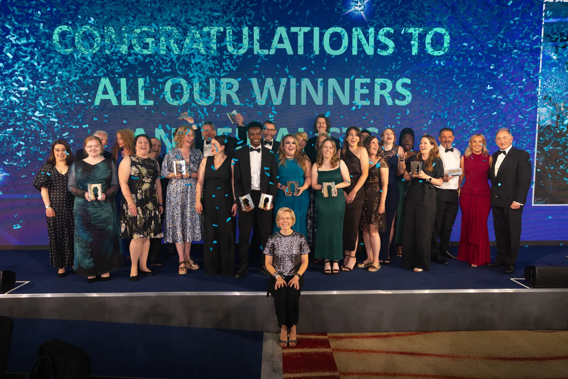 All winners on stage of Enginuity Skills Awards 2025