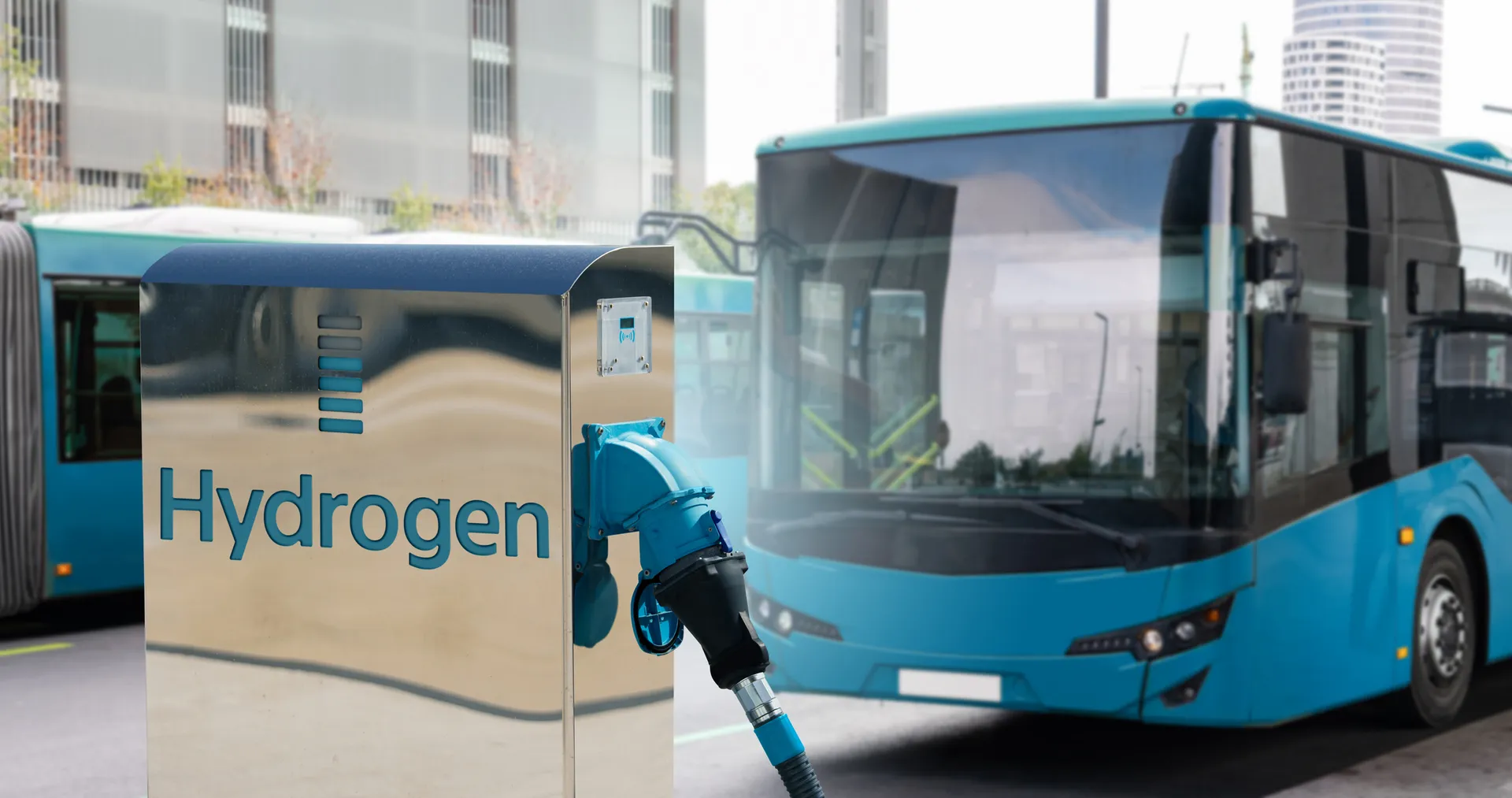 A hydrogen fuel cell bus with filling station