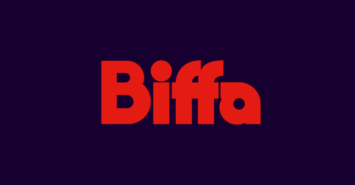 Biffa red logo on a dark blue background