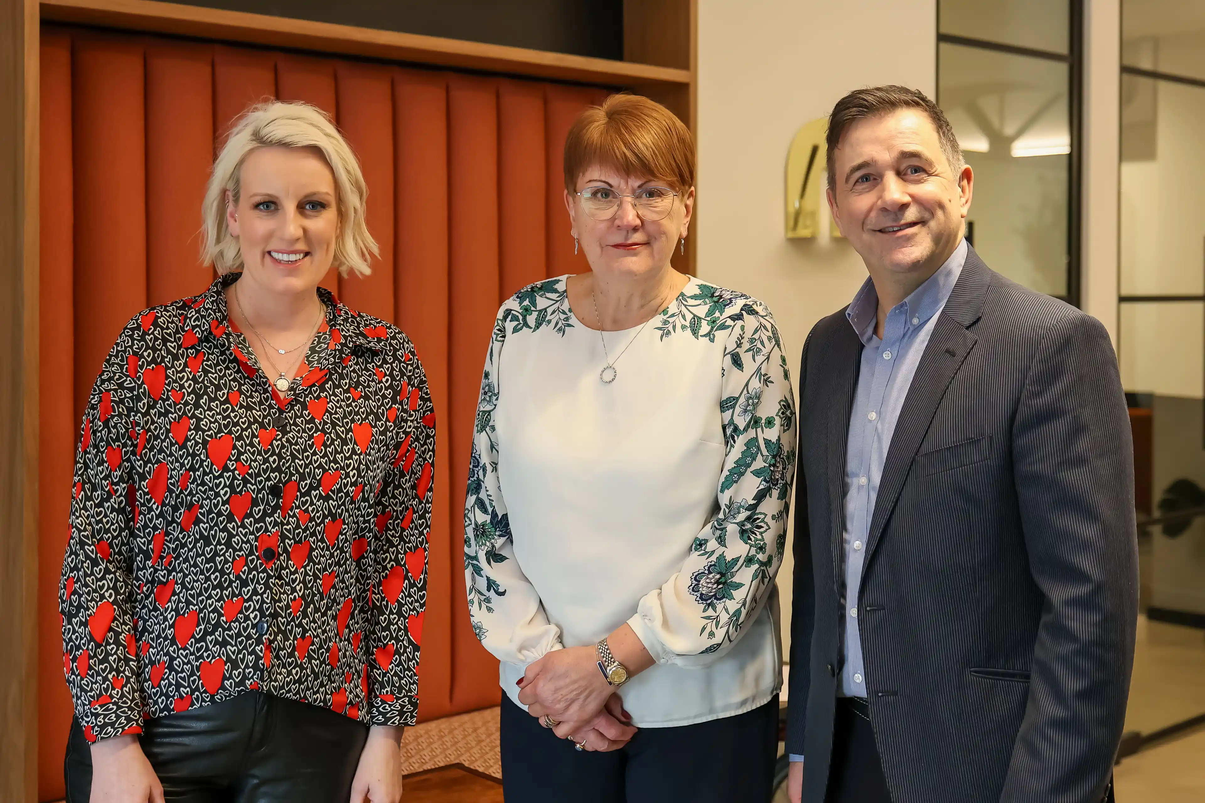 Host Steph McGovern with Dame Judith Hackitt and Juergen Maier