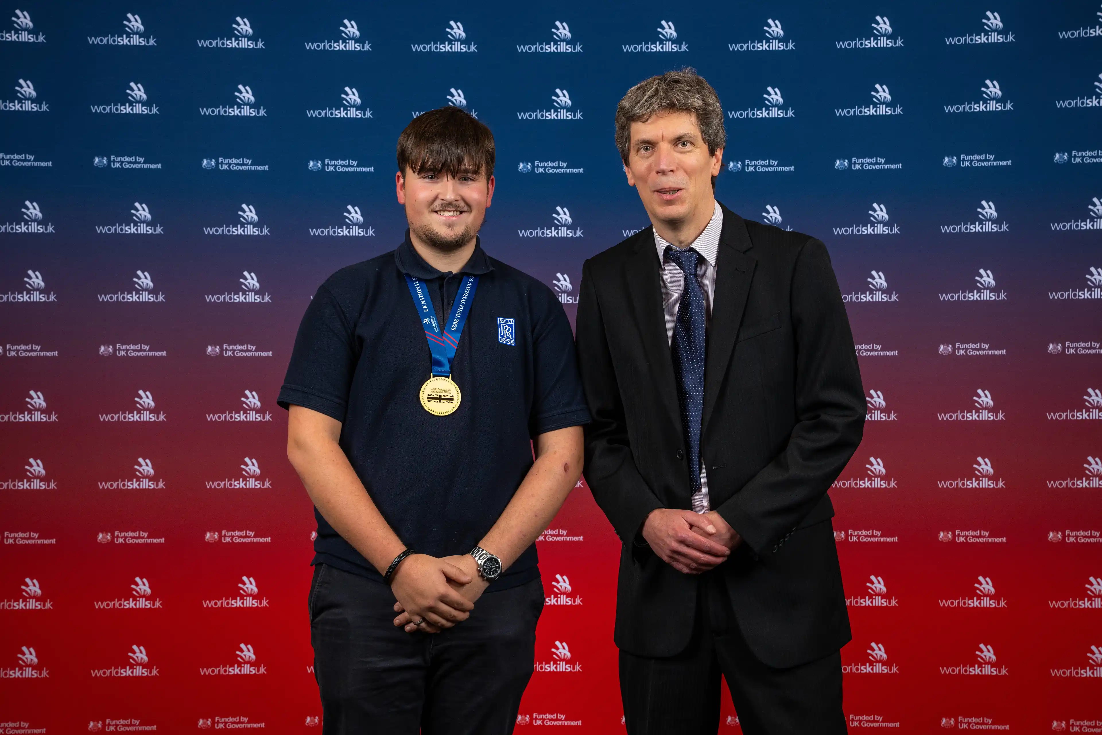 Welding winner with medal