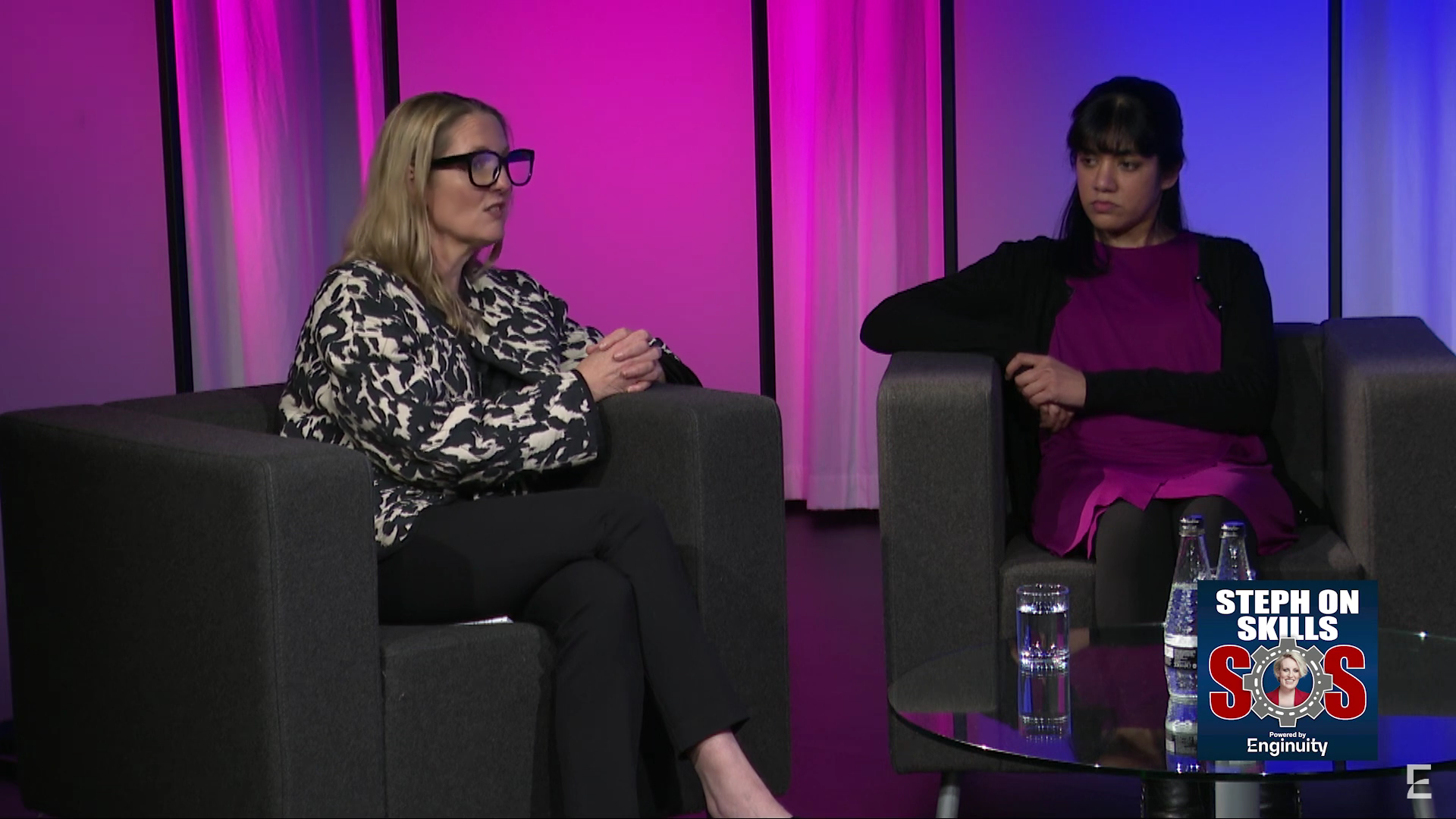 Teesside University's Jo Burgess, Director of Apprenticeships, and Dr Samantha Gooneratne, Principal Lecturer of Staffing and Resources discuss apprenticeships with Steph McGovern in a studio