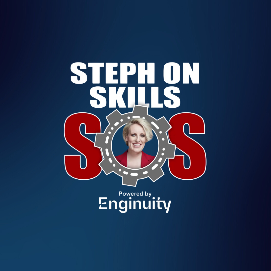 Steph on Skills square logo on navy background