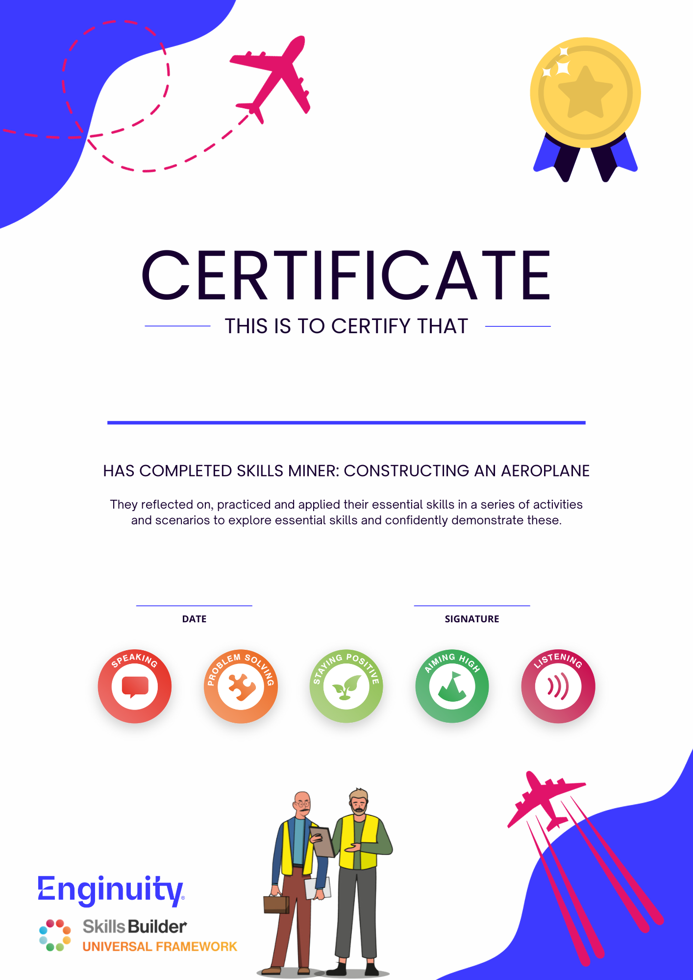 Constructing an Aeroplane Certificate Photo