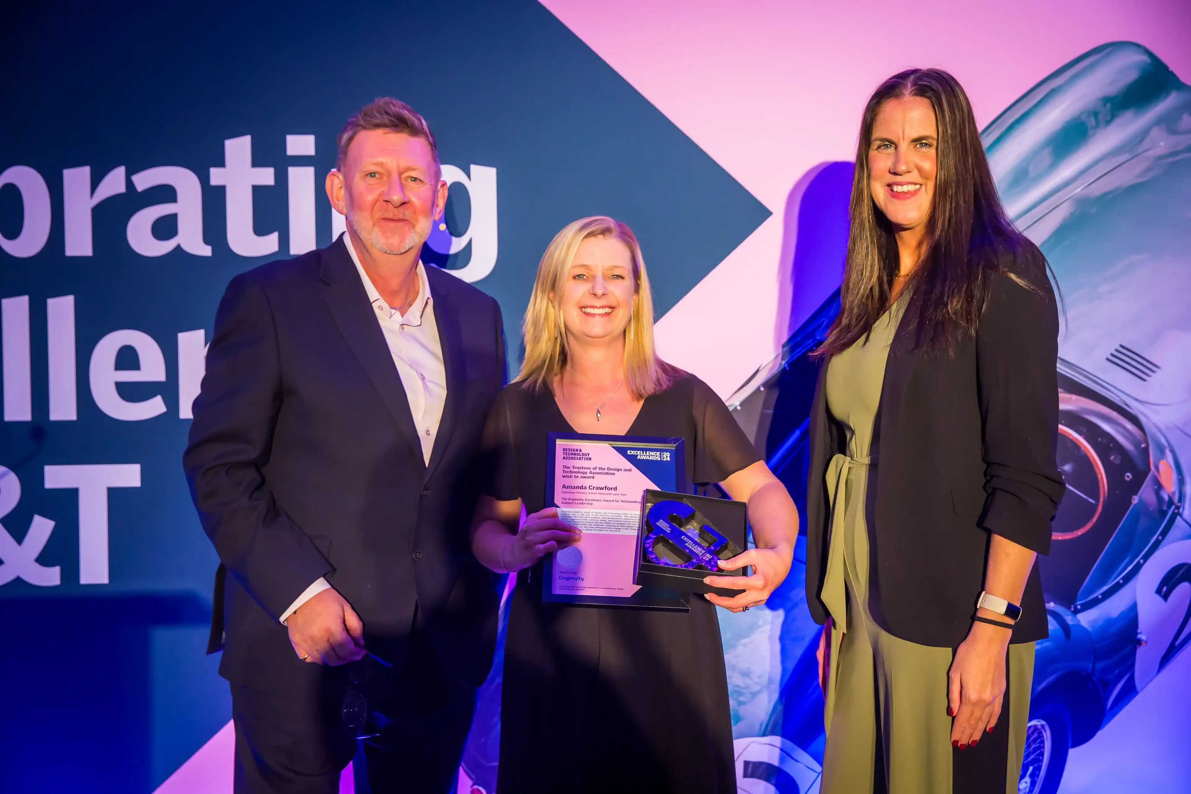 Amanda at the D&T Awards with her certificate and trophy