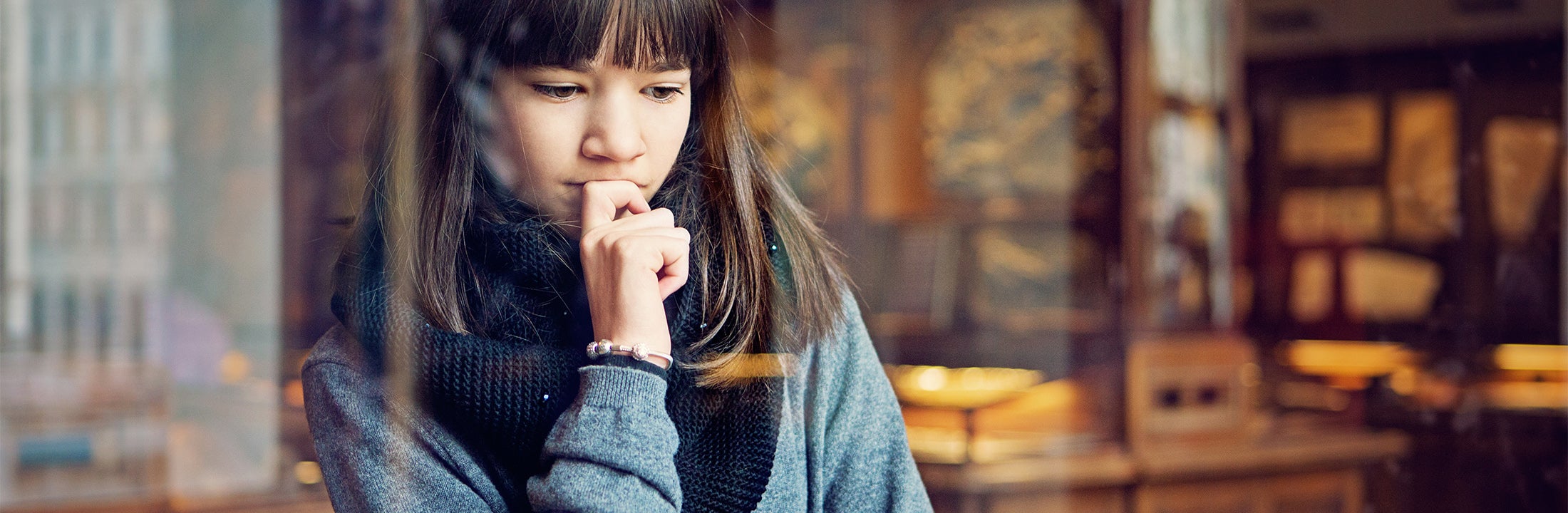 Student in a library