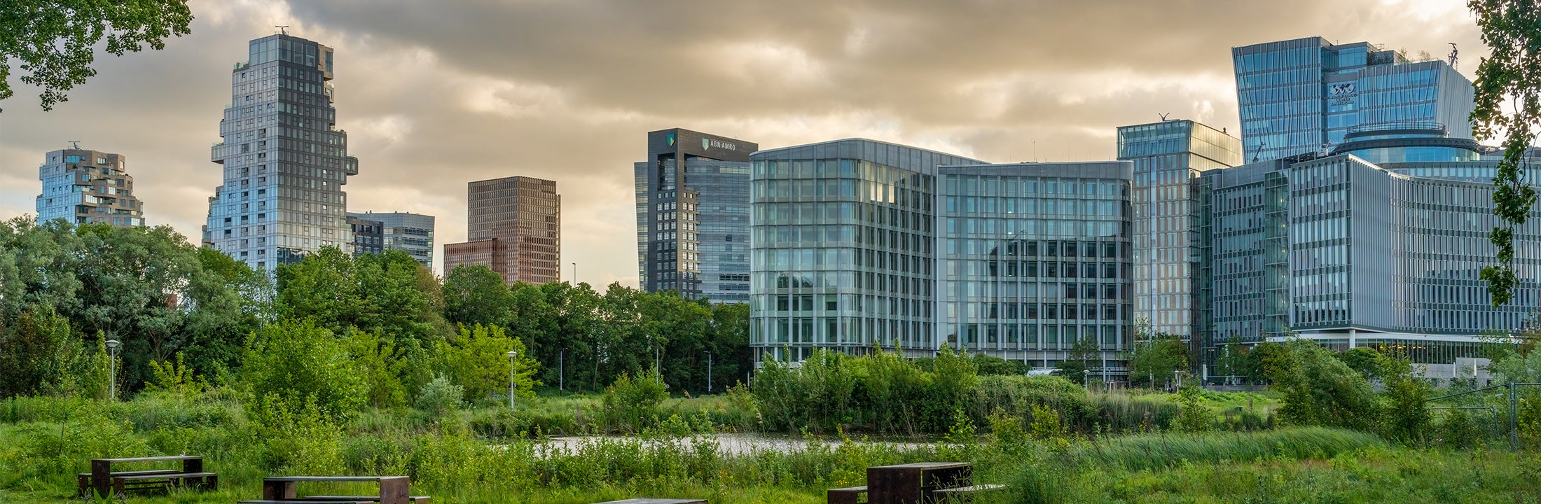 De Zuidas gezien vanuit het Beatrixpark