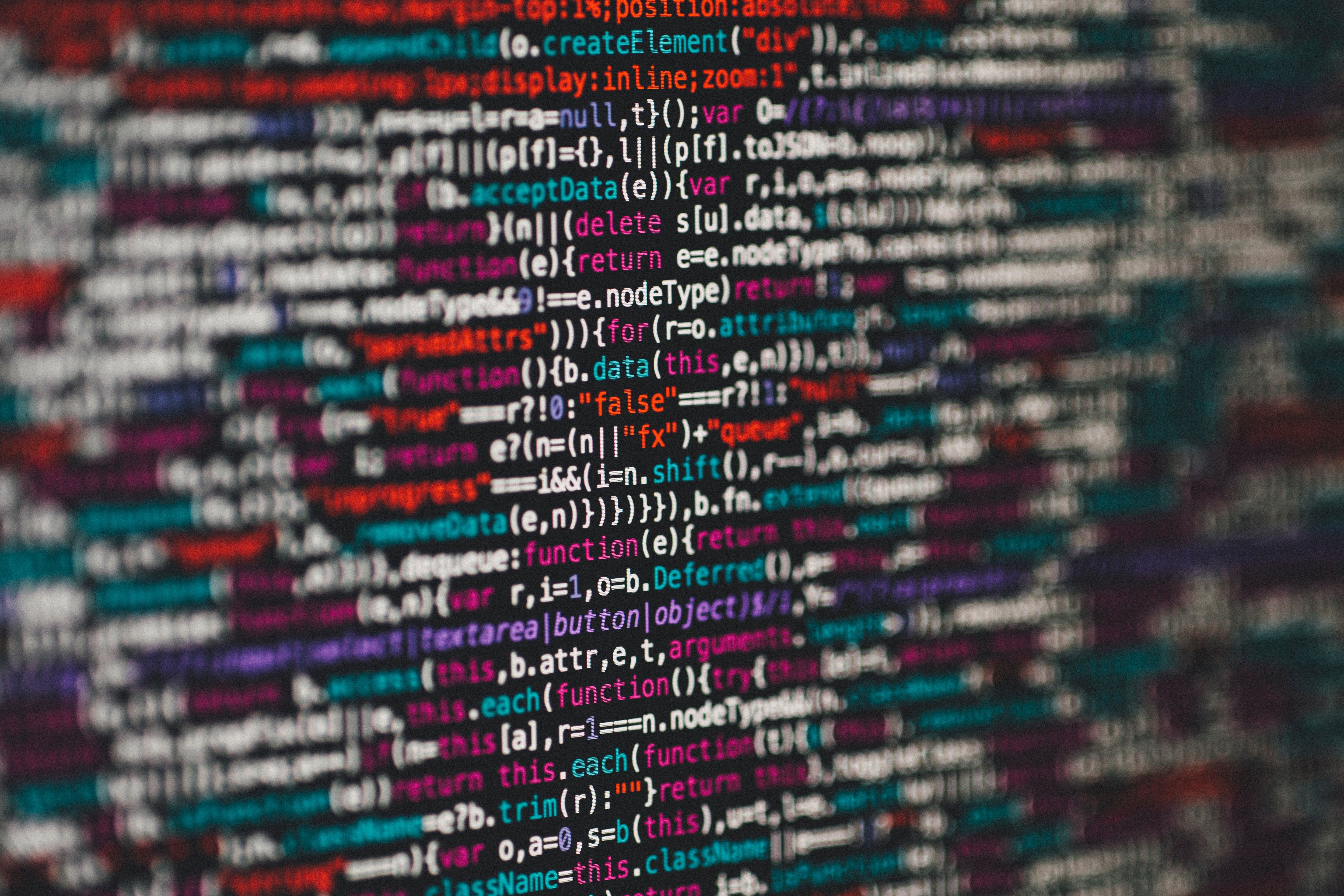 Close-up of programming formulas in multiple colors