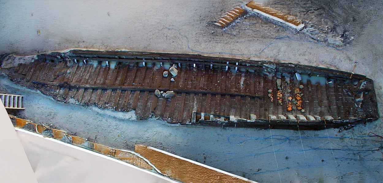 An old Roman boat found near Woerden, The Netherlands