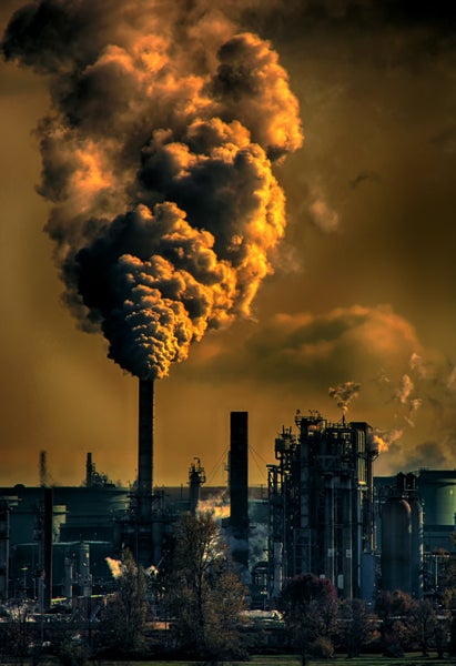 Clouds of smoke from a factory pipe