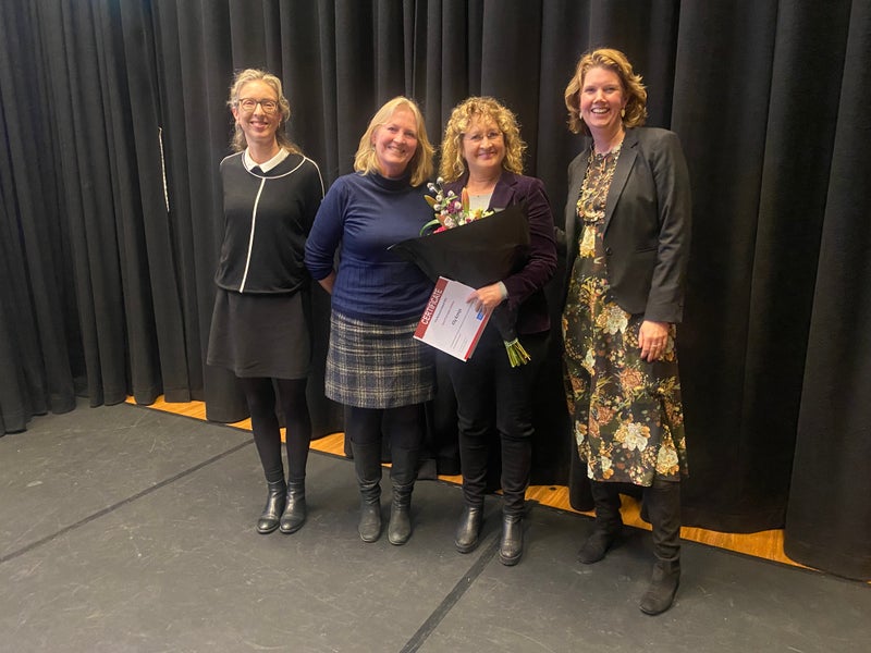 Winner Elly Konijn with her co-nominees Naná de Graaff, Marjolein Broese van Groenou and Bianca Beersma 