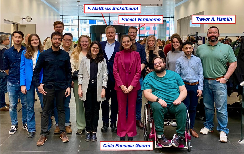 Team Members (left to right): Yuman Hordijk, Eveline Tiekink, Lucas de Azevedo Santos, Ron Verdijk, Song Yu, Michelle van Dongen, Daniela Rodrigues Silva, F. Matthias Bickelhaupt, Célia Fonseca Guerra, Pascal Vermeeren, Celine Nieuwland, Arthur Grooteman, Tori Gijzen, Andre Nicolai Petelski, and Trevor A. Hamlin.

