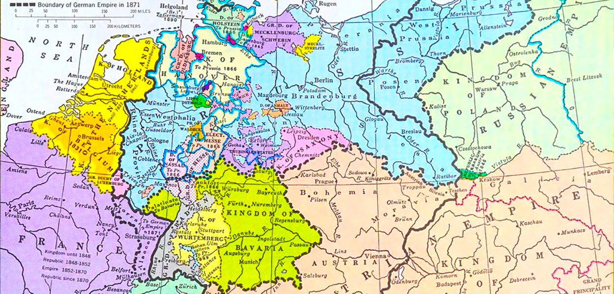 Map of Germany between 1815 and 1871