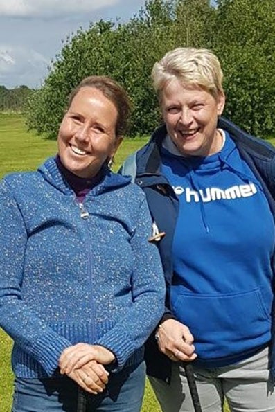 Two women in a field