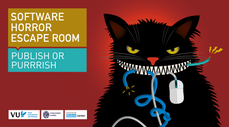 Software horror cat eating a computer mouse