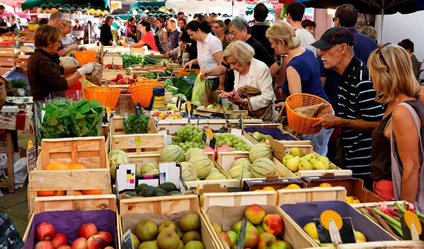 People shopping at foodmarket