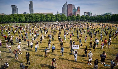 People on a field as a protest movement