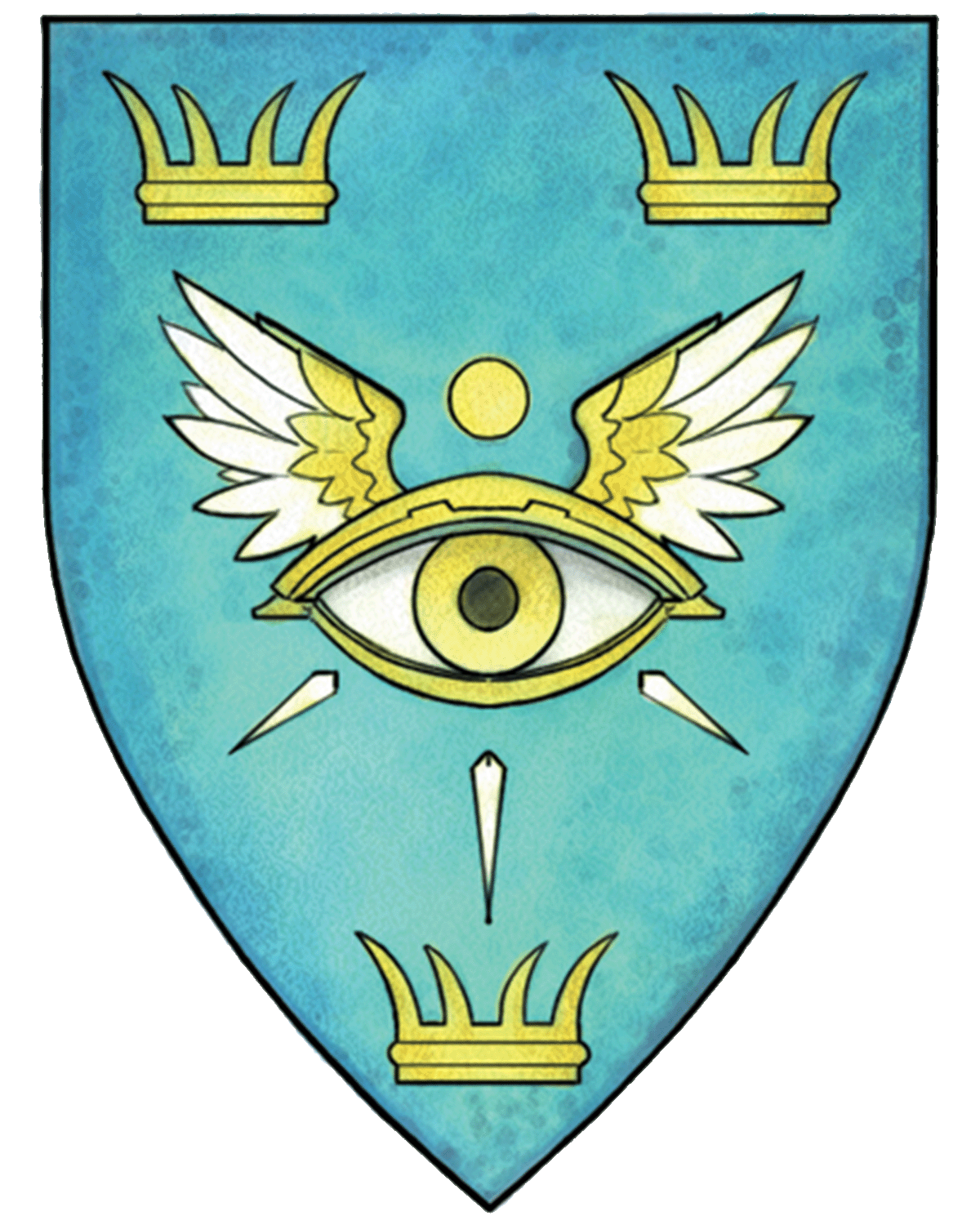 The regional symbol for Absalom. A blue shield decorated with an open eye in the center and a crown in each corner