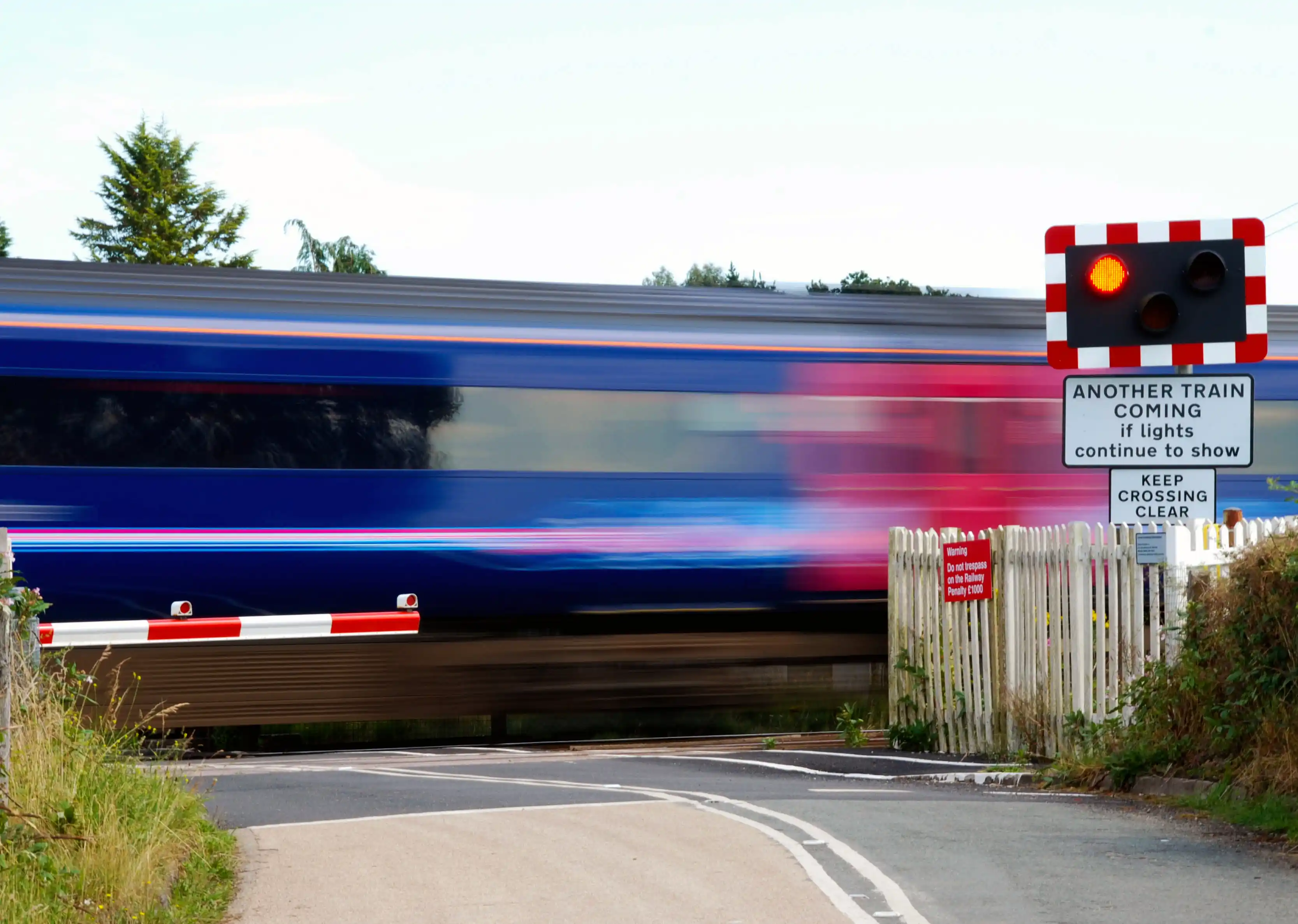Train speeding over the railway tracks