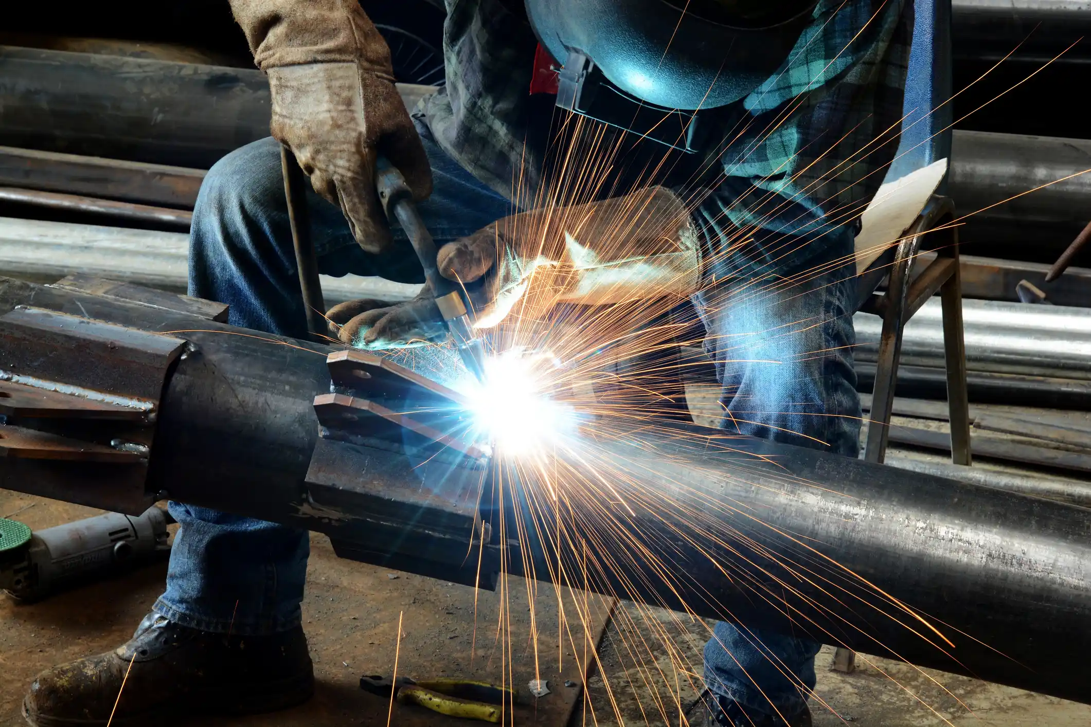 a welder, welding