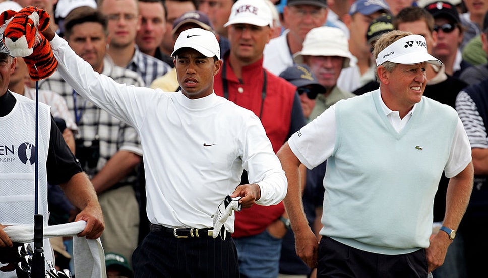 Tiger Woods and Colin Montgomerie at The Open in 2005