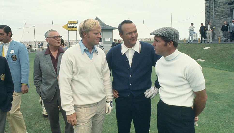Jack Nicklaus, Arnold Palmer and Gary Player at St Andrews