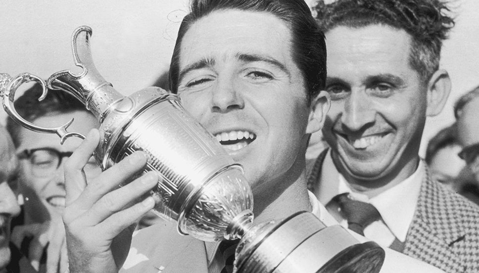 Gary Player lifts the Claret Jug for the first time