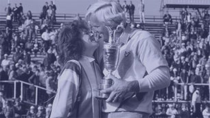 Greg Norman celebrates winning The Open