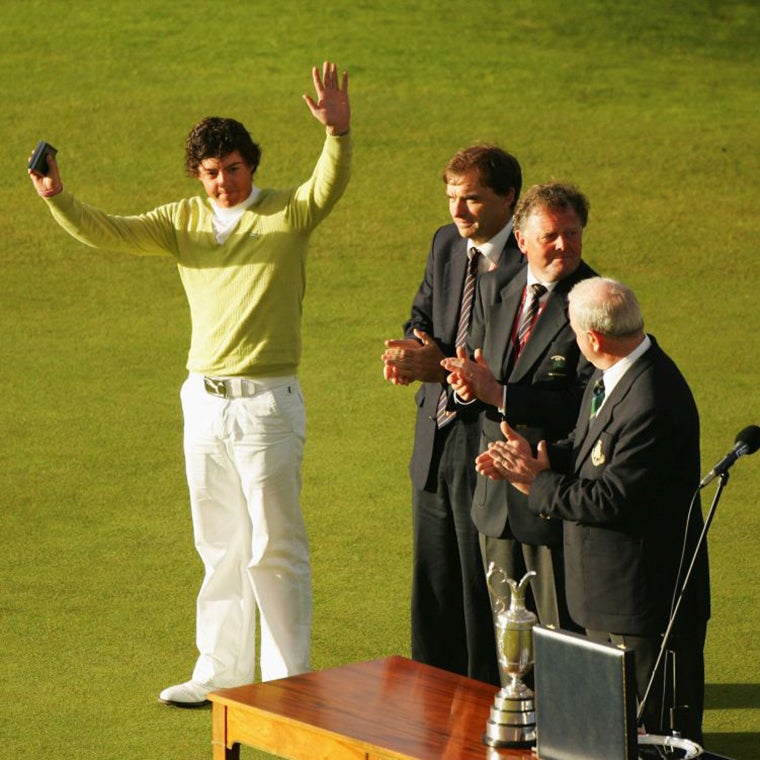 Rory McIlroy receives the Silver Medal at Carnoustie in 2007