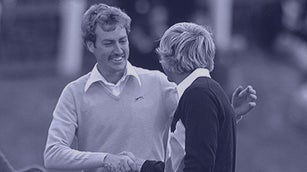 Simon Owen congratulates Jack Nicklaus on winning The Open in 1978