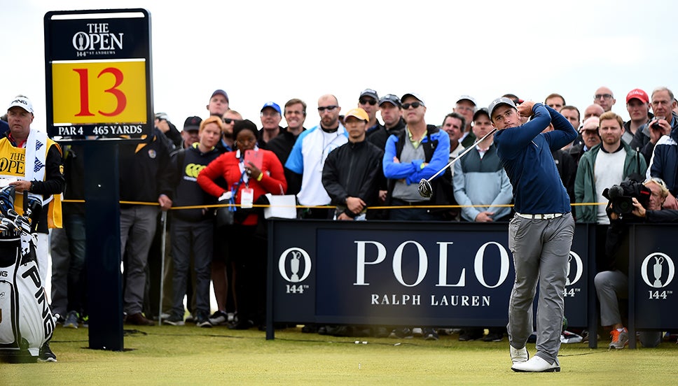 Paul Dunne tees off at St Andrews' 13th hole