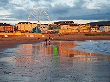 Sandy beach in Bundoran town in County Donegal, Ireland