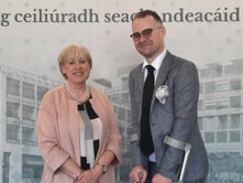 Minister for Social Protection, Heather Humphreys meets Bus Éireann accessibility Manager, Christian Clarke