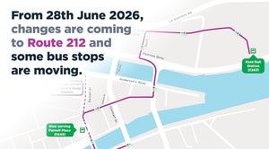 Map of change of bus stop at Patrick street on Route 212