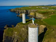 Aerial view, The Metal Man in County Waterford. According to local lore, he is said to warn seafarers away from dangerous shallow waters.