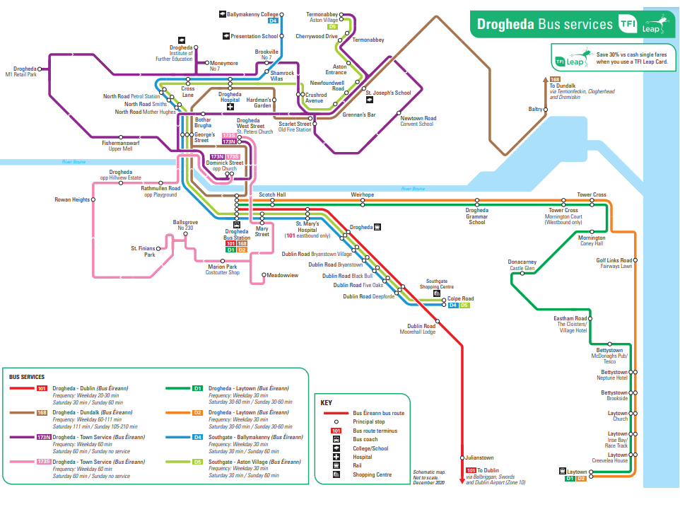 Drogheda Town Bus Route Map