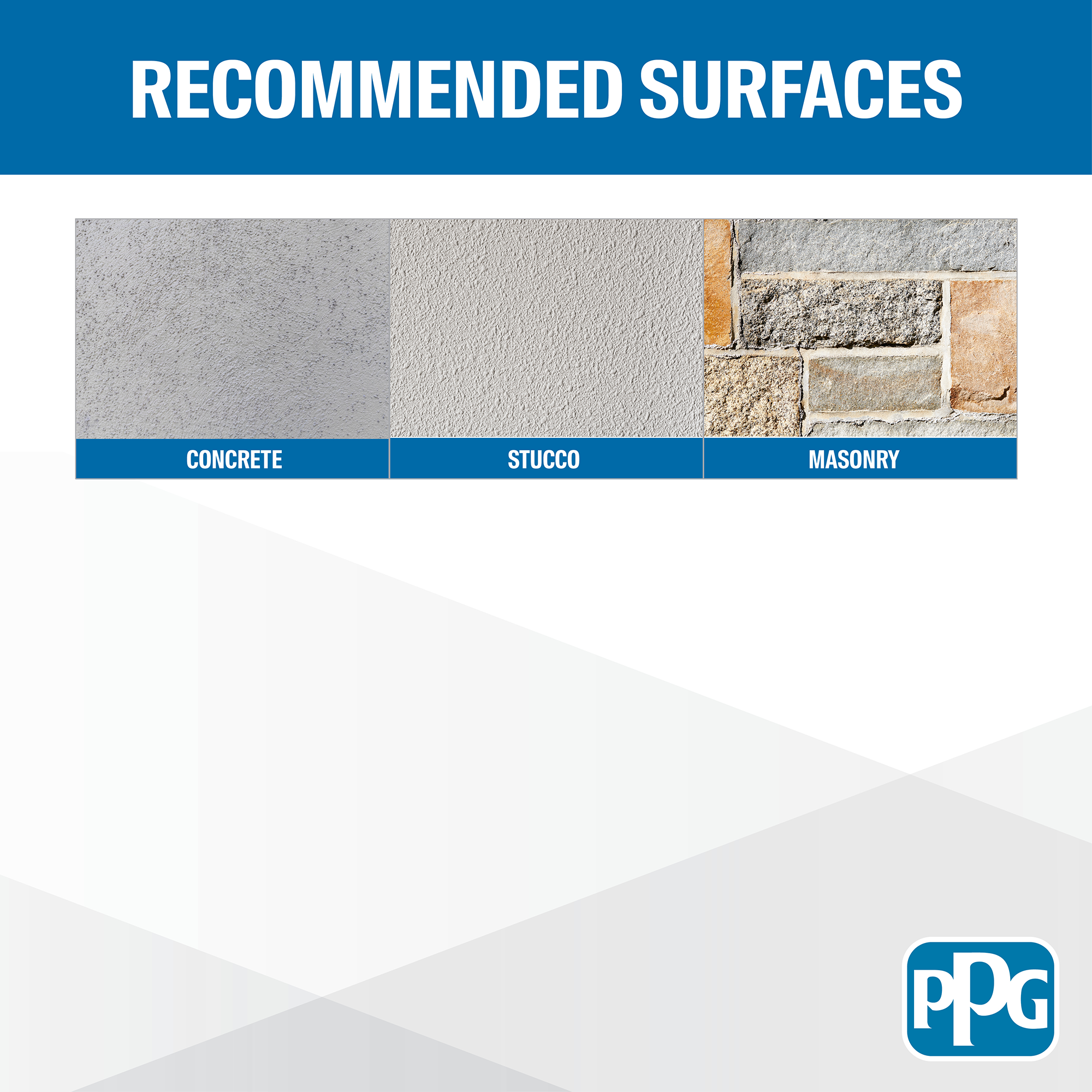 Pitt-Flex Elastomeric Patching Compound Recommended Surfaces