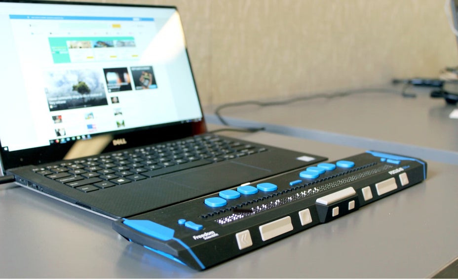 A laptop with a screenreader device