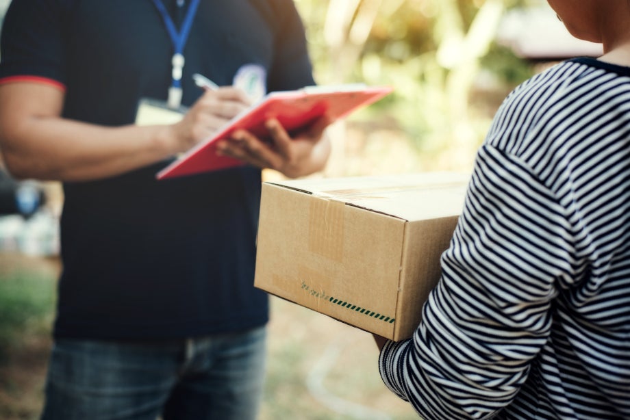 Woman receiving a delivery